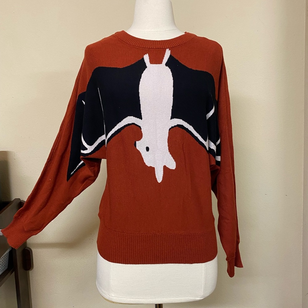 ModCloth Halloween Spooky Rust Bat Hanging Sweater
